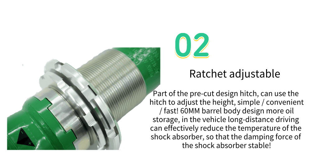 Off road coilover shock absorber features